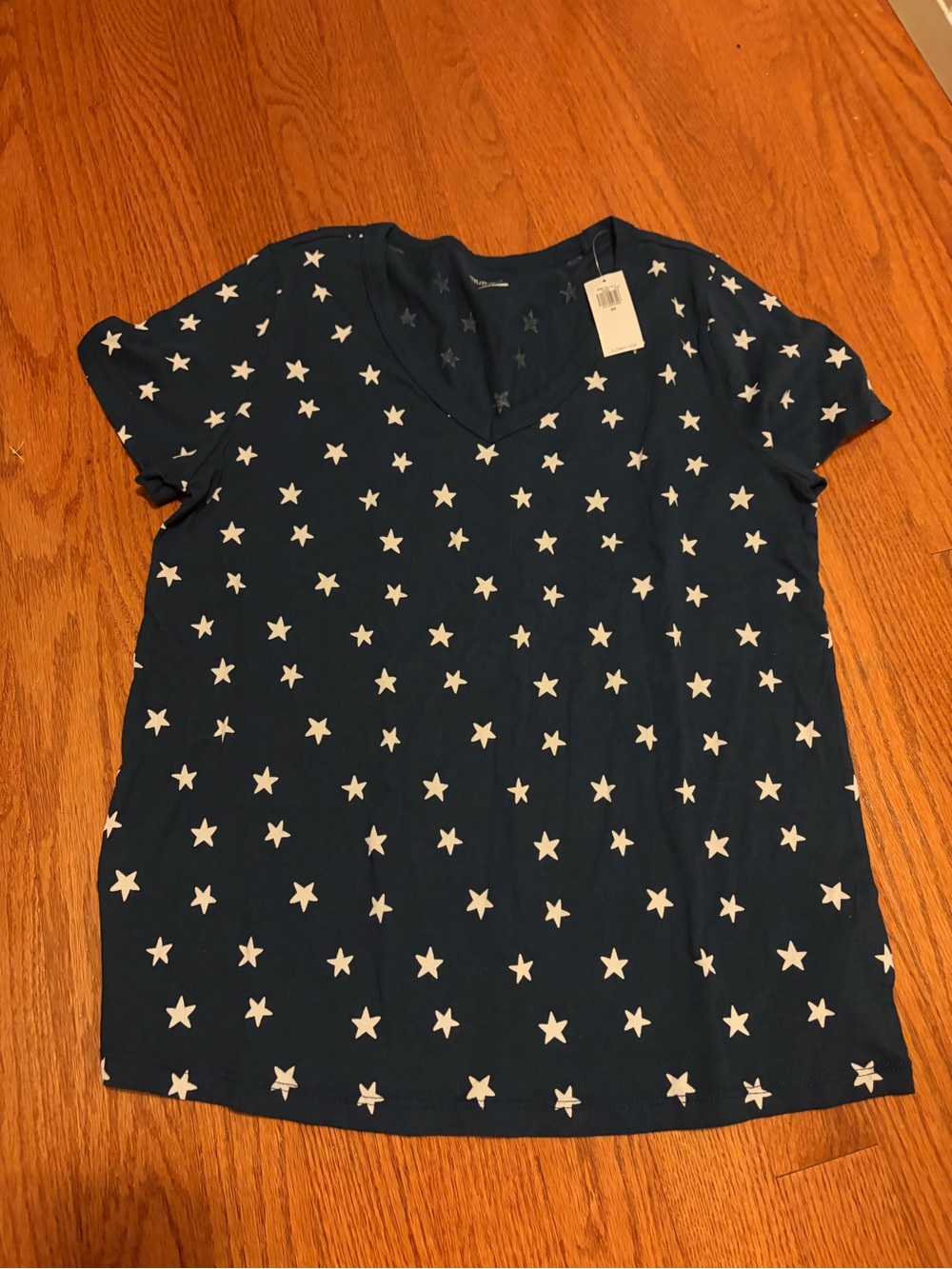 Old Navy Navy Star V-Neck Short Sleeve Tee
